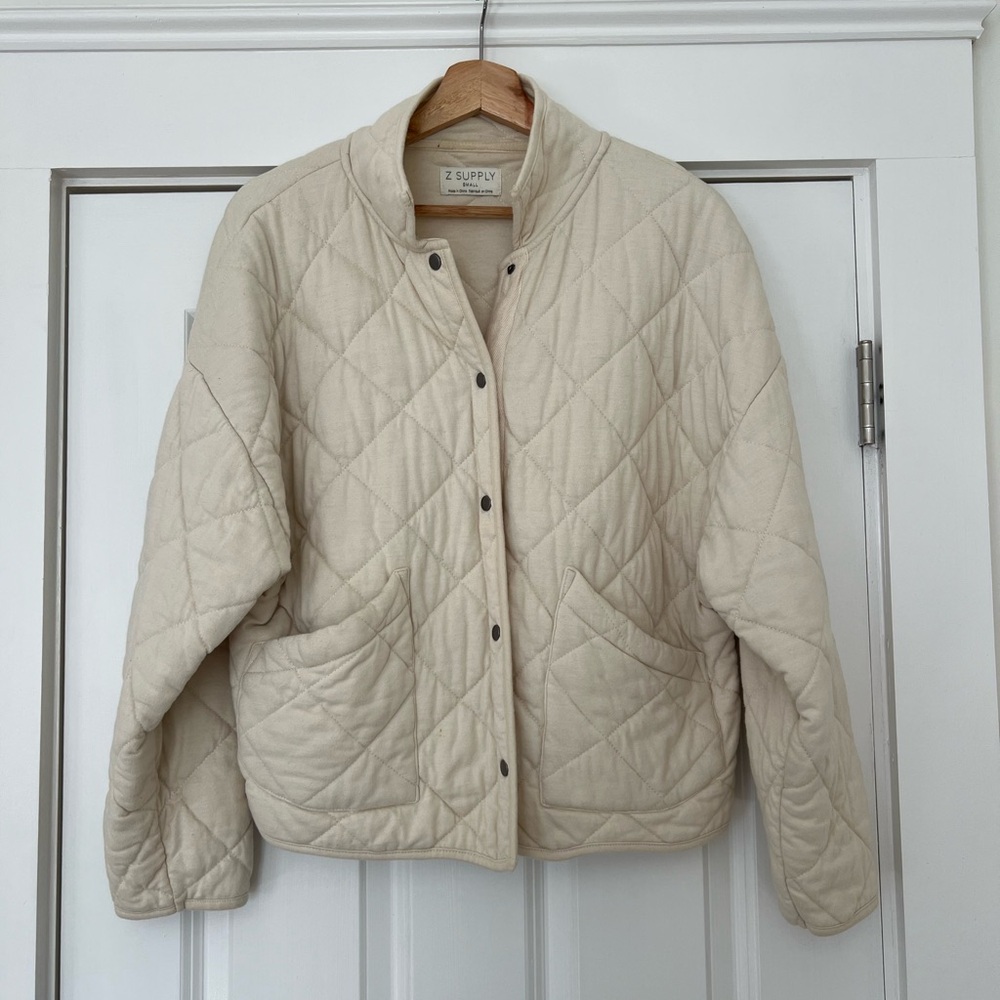 Z Supply cream quilted bomber jacket